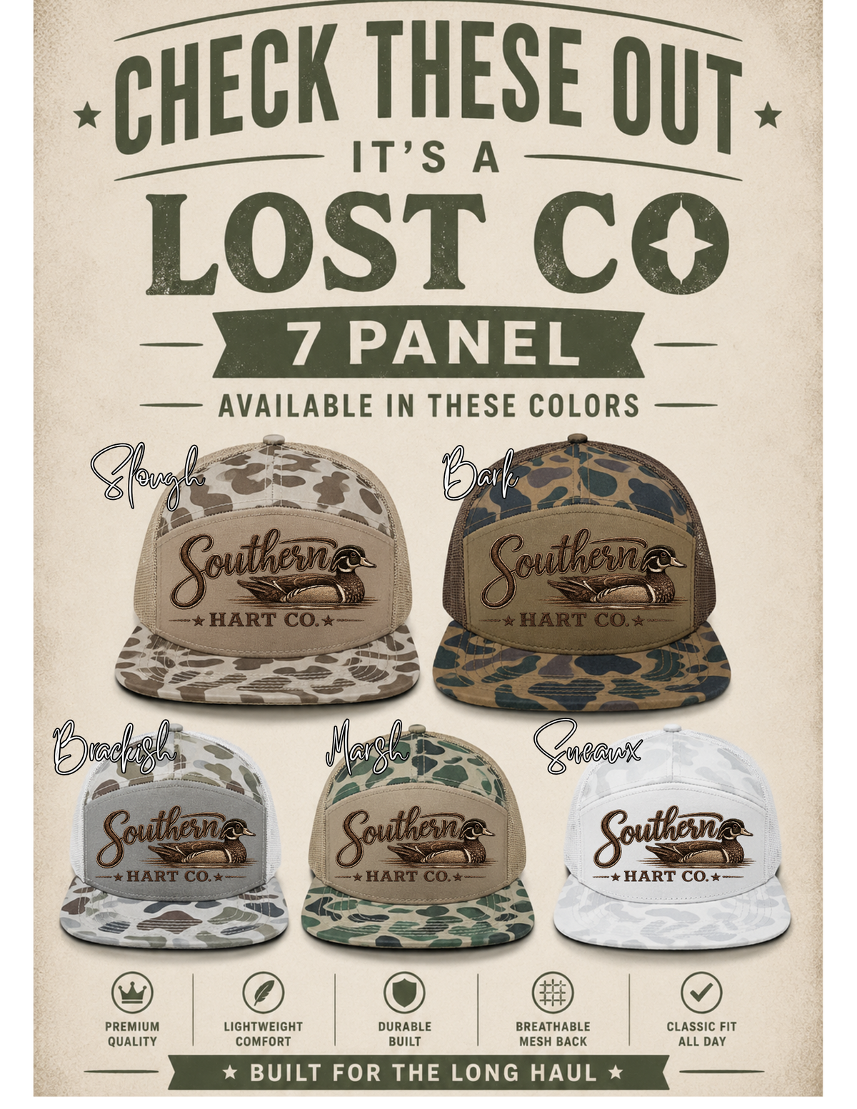 Southern Hart Co Duck Patch Hat – Lost Co 7 Panel