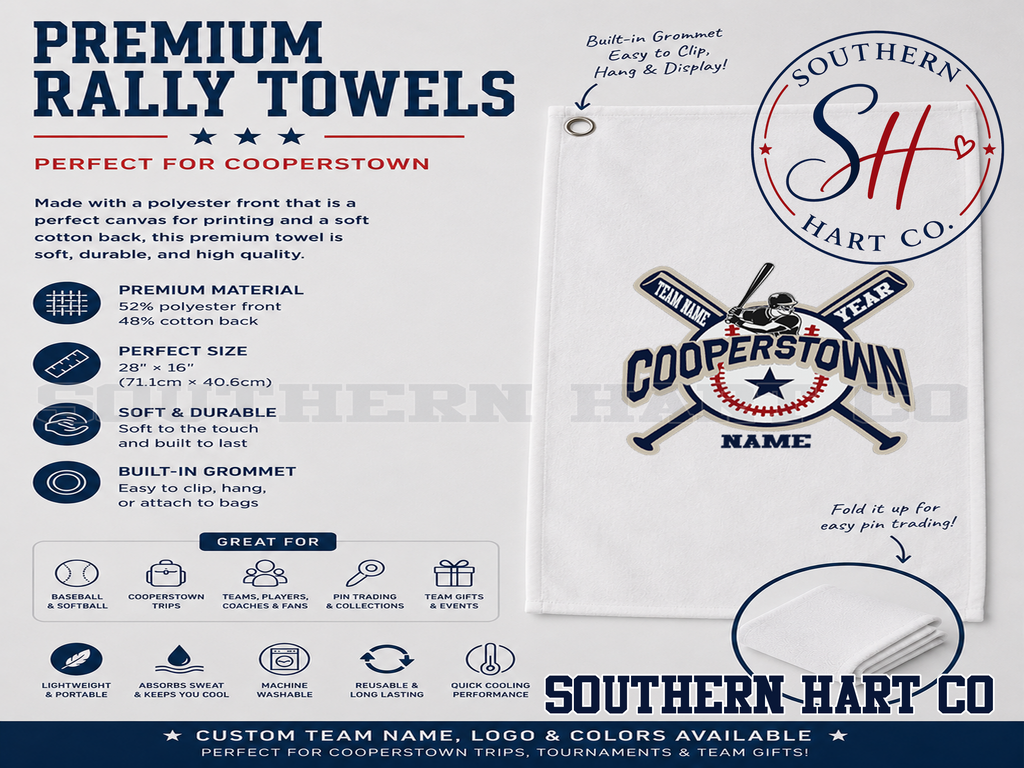 Cooperstown Pin Towel | Personalized Baseball Tournament Towel