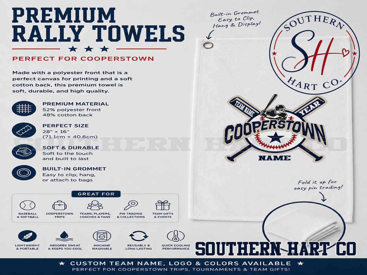 Cooperstown Pin Towel | Personalized Baseball Tournament Towel