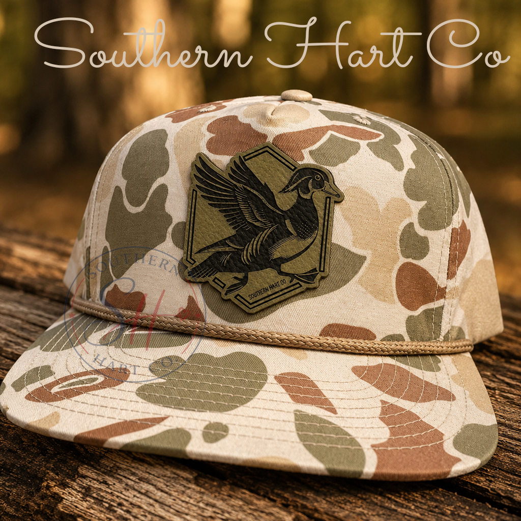 Southern Hart Co Duck Camo Rope Hat | Duck Hunting Patch Hat