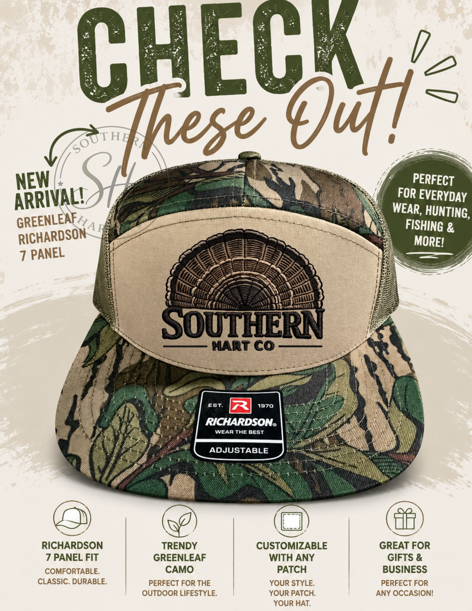 Greenleaf Richardson 7 Panel Hat | Southern Hart Co. Trucker Hat