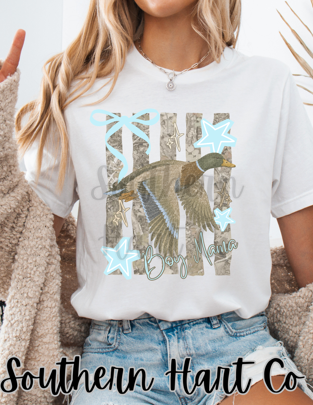 Boy Mama Mallard Duck Camo Graphic T-Shirt