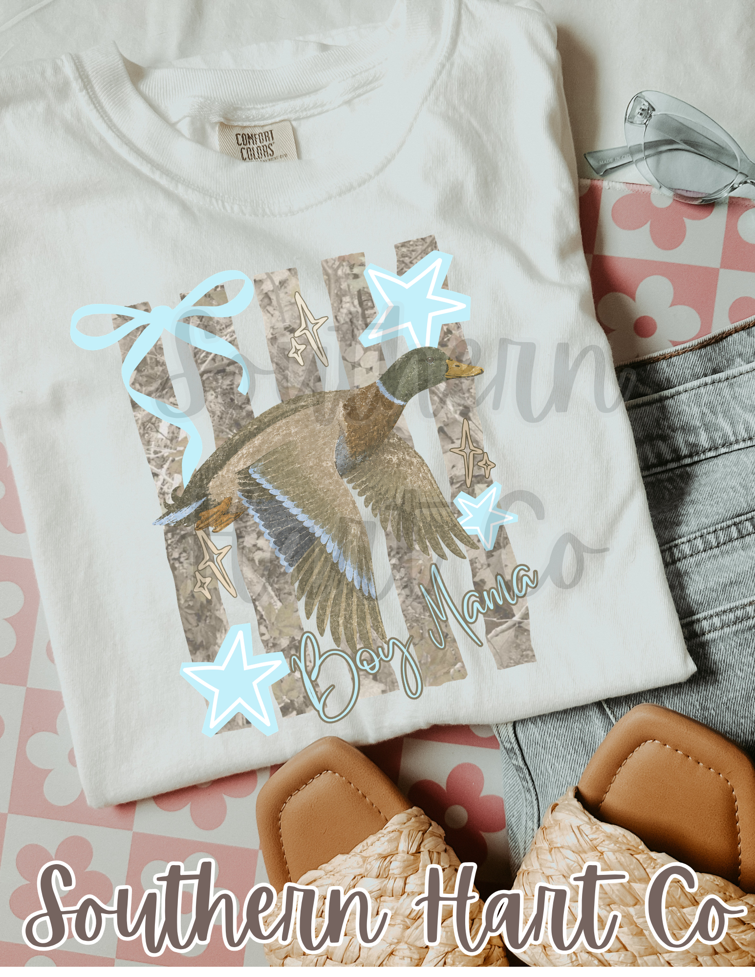 Boy Mama Mallard Duck Camo Graphic T-Shirt