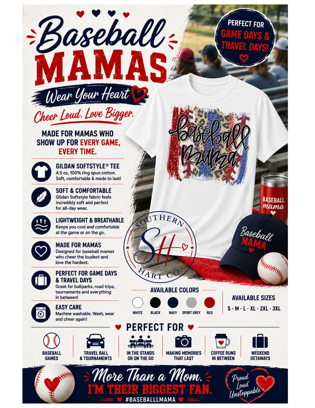 Baseball Mama Shirt – Perfect for Cooperstown & Travel Ball