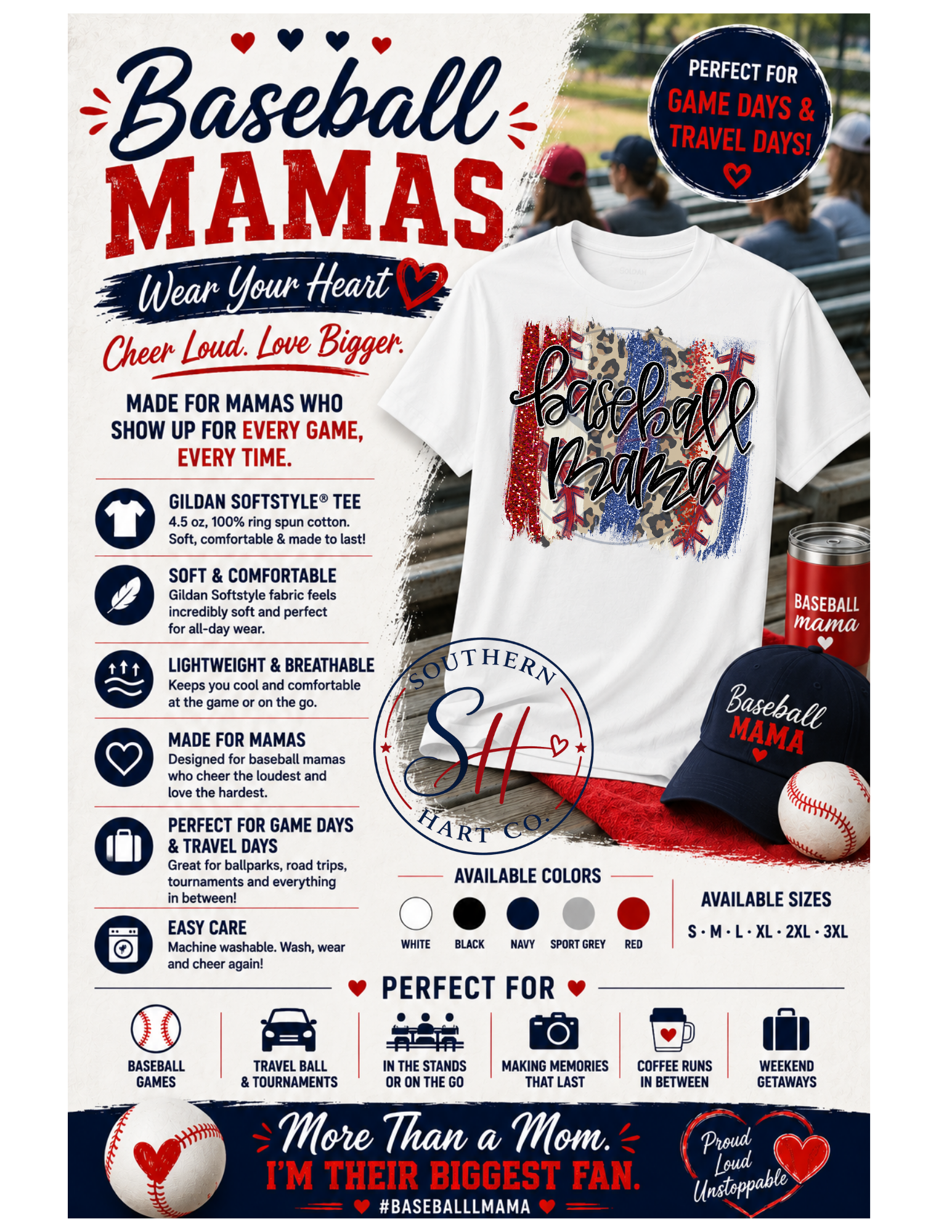 Baseball Mama Shirt – Perfect for Cooperstown & Travel Ball