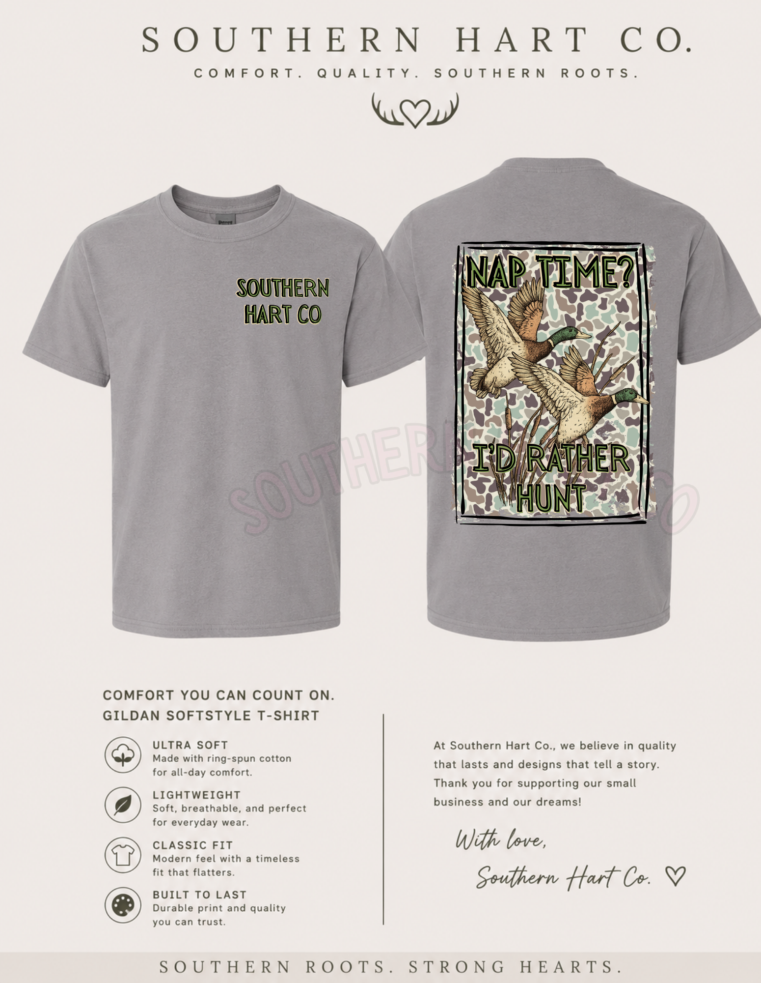 Little Boys “Nap Time? I’d Rather Hunt” Tee – Gravel Gray