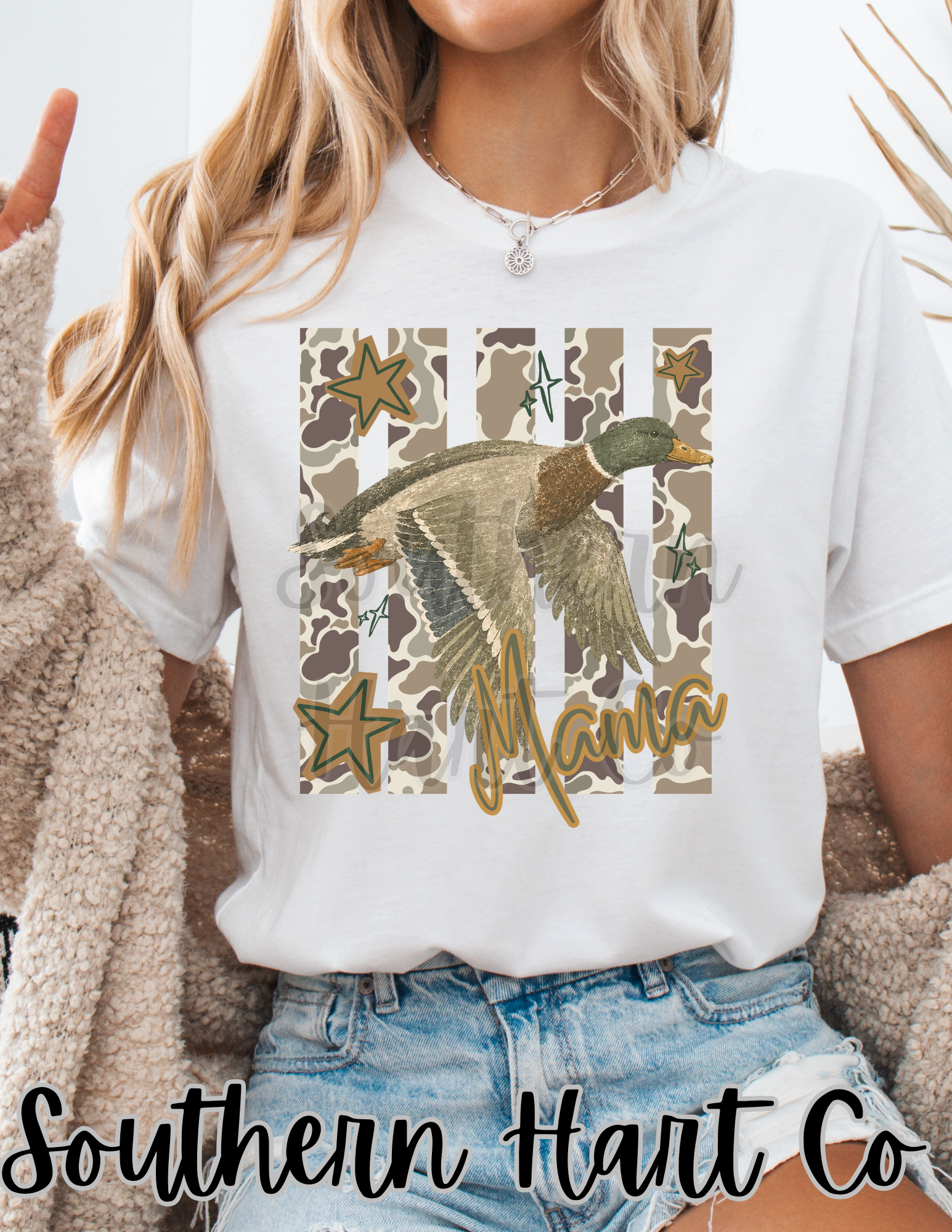 Mama Mallard Duck Camo Graphic T-Shirt