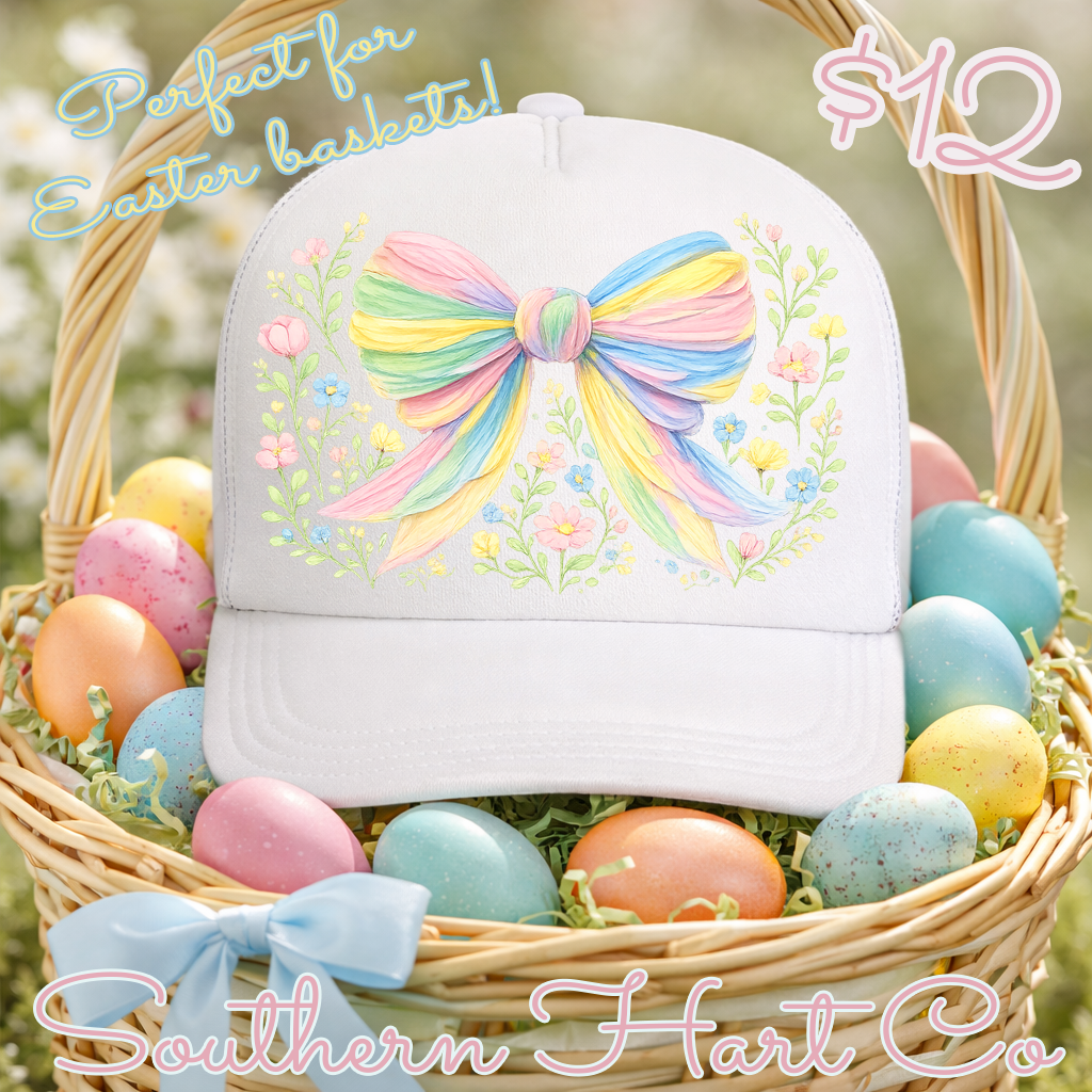 Pastel Spring Hat – Girls Easter Gift – Custom Patch Hat – Southern Hart Co