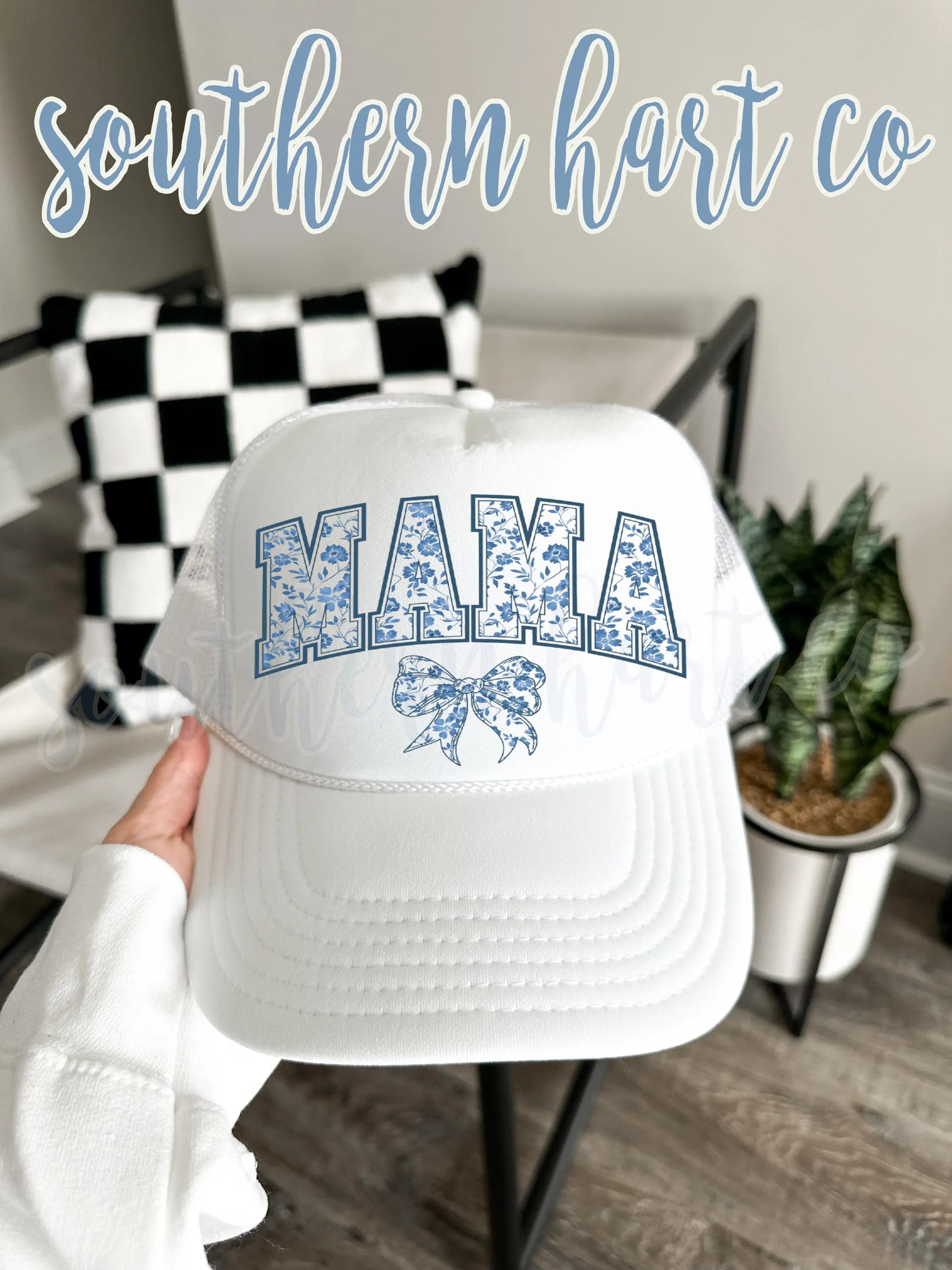 Blue Floral Mama Hat